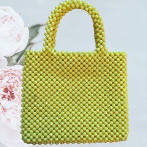 Vintage Yellow Beaded Clutch